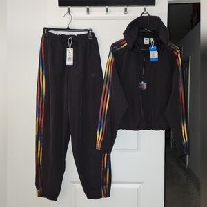 NWT Adidas Originals Trefoil Rainbow Track Top & Pants, XL